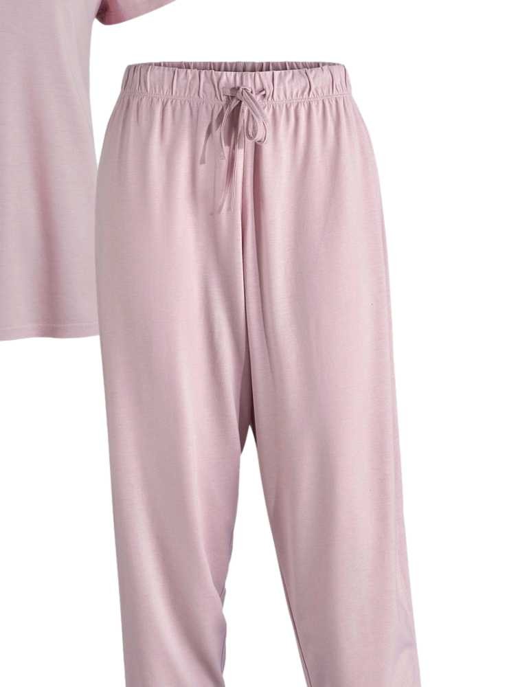 Pyjamas-sæt af bambus, 2 dele top og bukser, rosa