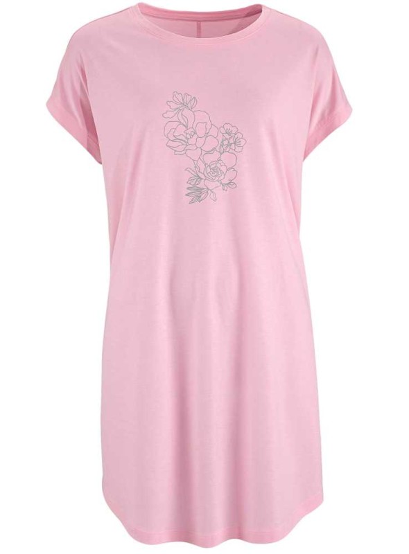 Bambus natkjole big-shirt rosa