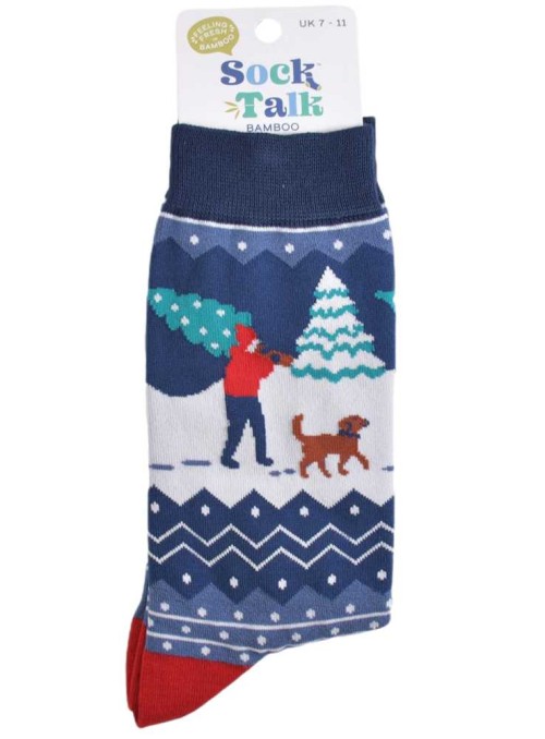 Bambus strømper juletræ og hund, herre, fra Sock Talk