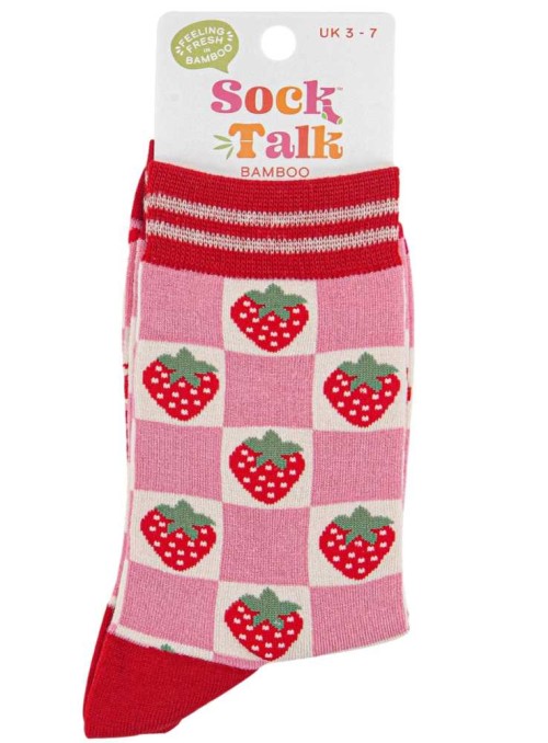 Bambus strømper jordbær, dame, fra Sock Talk