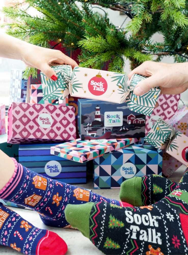 Bambusstrømper i gaveæske, juletræspynt, dame, fra Sock Talk