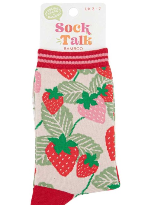 Bambus strømper jordbær, dame, fra Sock Talk