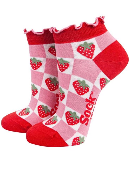 Bambus sneaker strømper jordbær, dame, fra Sock Talk
