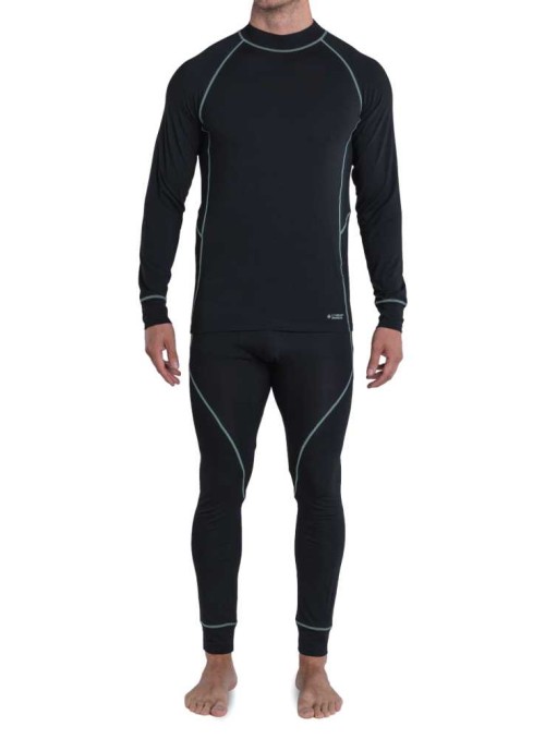 Bambus baselayer sæt herre, ski-undertøj sort