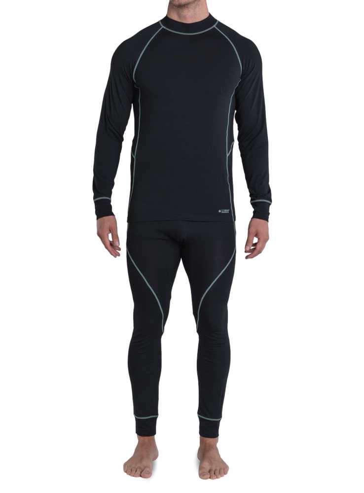 Bambus baselayer sæt herre, ski-undertøj sort