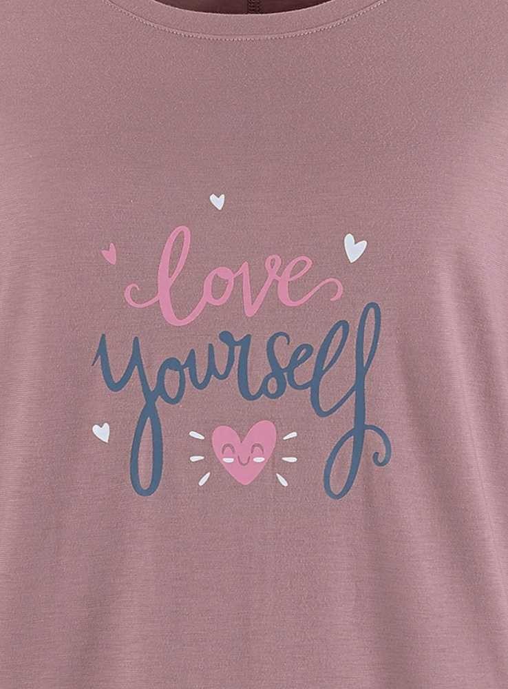 Bambus natkjole big-shirt med print Mauve