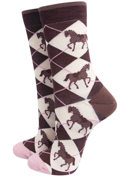 Bambus strømper med heste, dame, fra Sock Talk