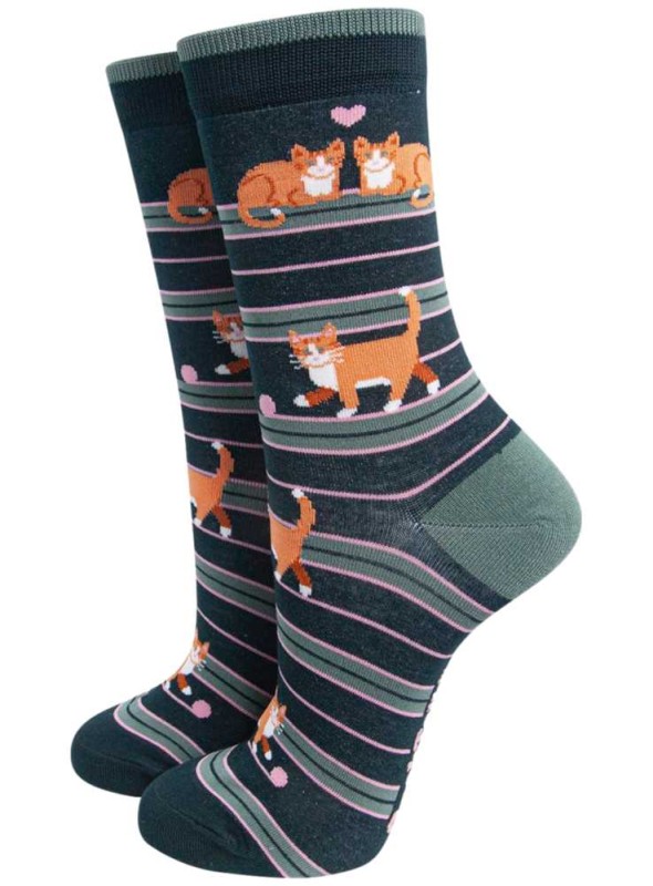 Bambus strømper med katte, dame, fra Sock Talk