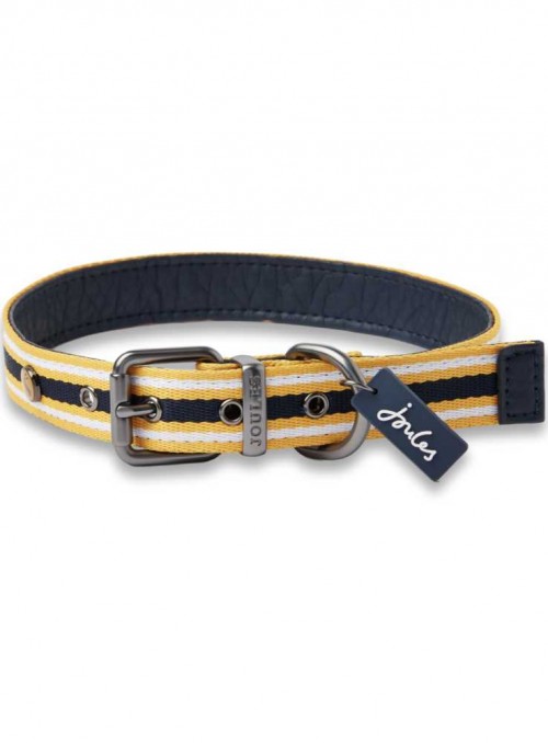 Halsbånd læder-nylon gul-blå fra Joules