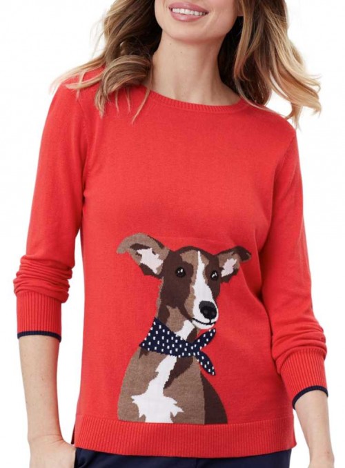 Strik sweater Miranda med hund fra Joules