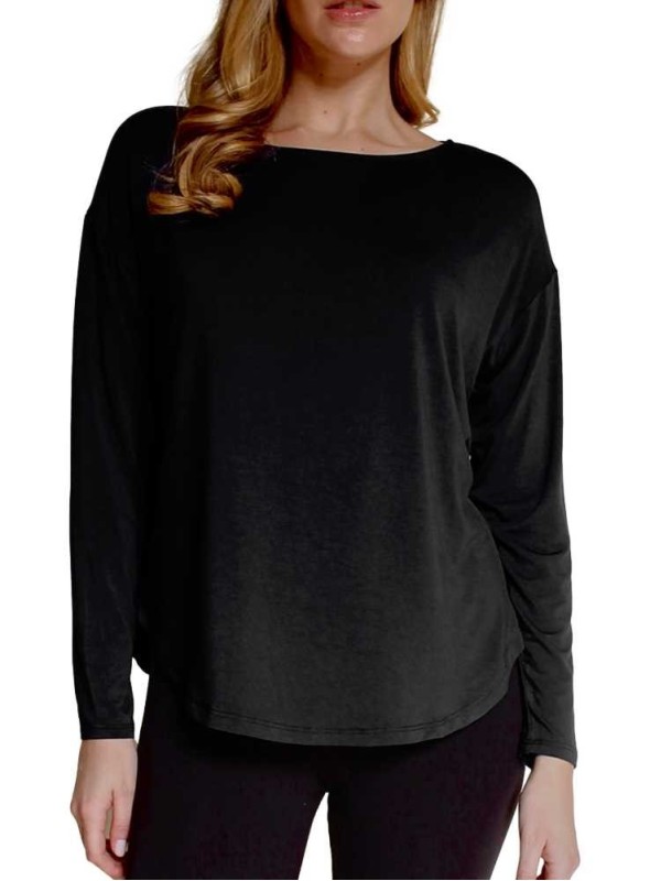 Bambus bluse langærmet Dolman Black