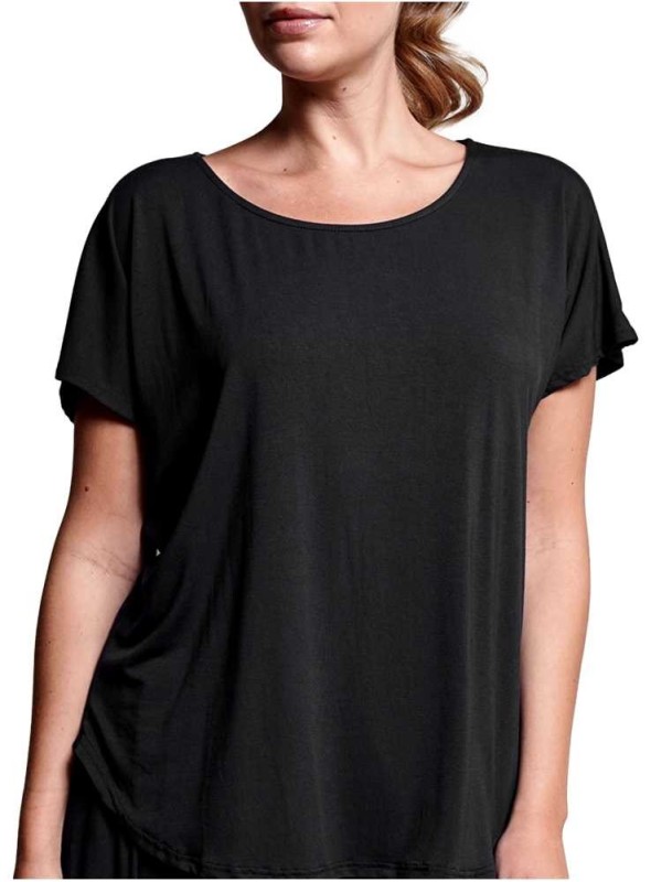 Bambus bluse kortærmet Dolman Black