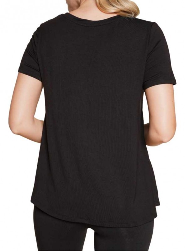 Bambus kortærmet bluse V-neck Classic Black