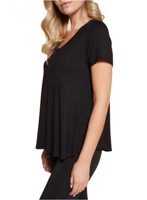 Bambus kortærmet bluse V-neck Classic Black