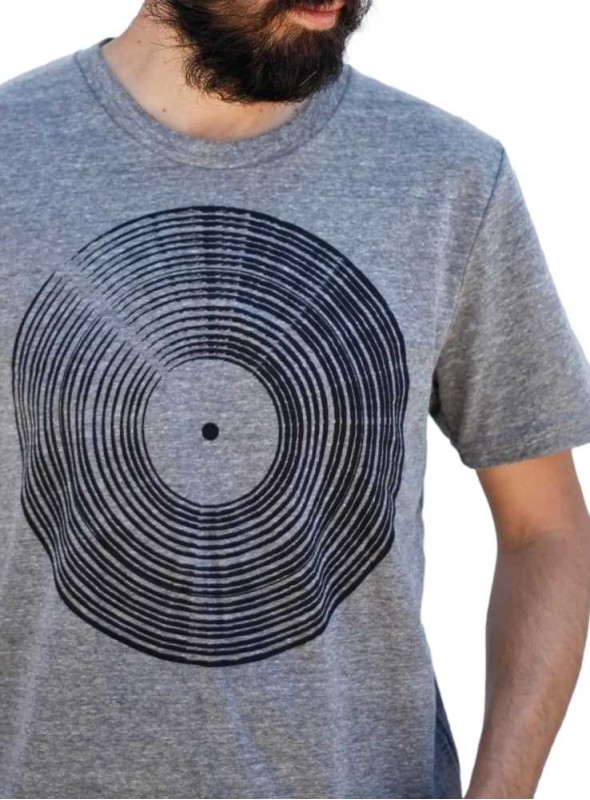 Bambus T-shirt herre med print Venyl LP fra Blackbird Supply