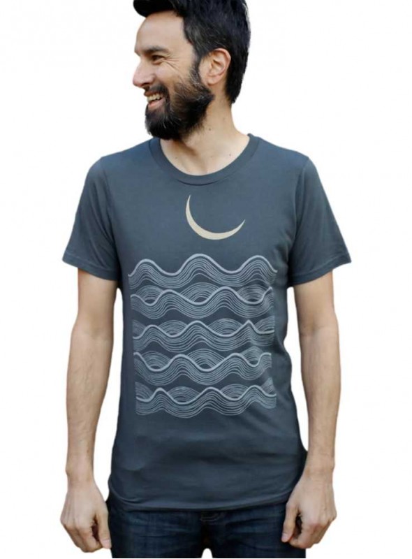 Bambus T-shirt herre med print Moon Ocean fra Blackbird Supply