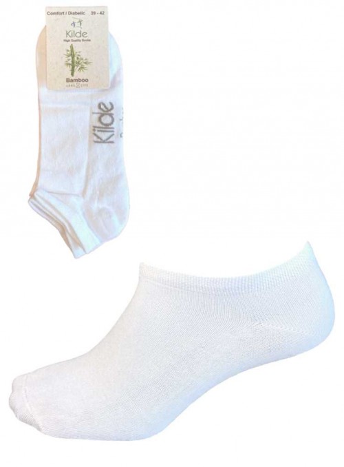 Bambus strømper korte diabetes & komfort sneakers sokker, hvide fra Kilde