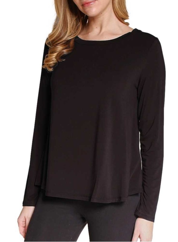 Bambus langærmet bluse Classic Flare Black