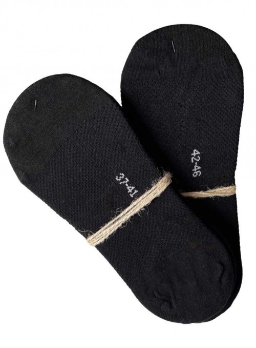 3 PAK bambus sneakers-strømper, bambusstrømper footies black fra Festival