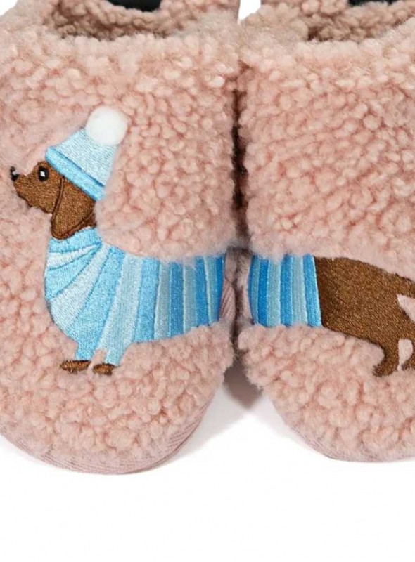 Hjemmesko fluffy slippers Gravhund